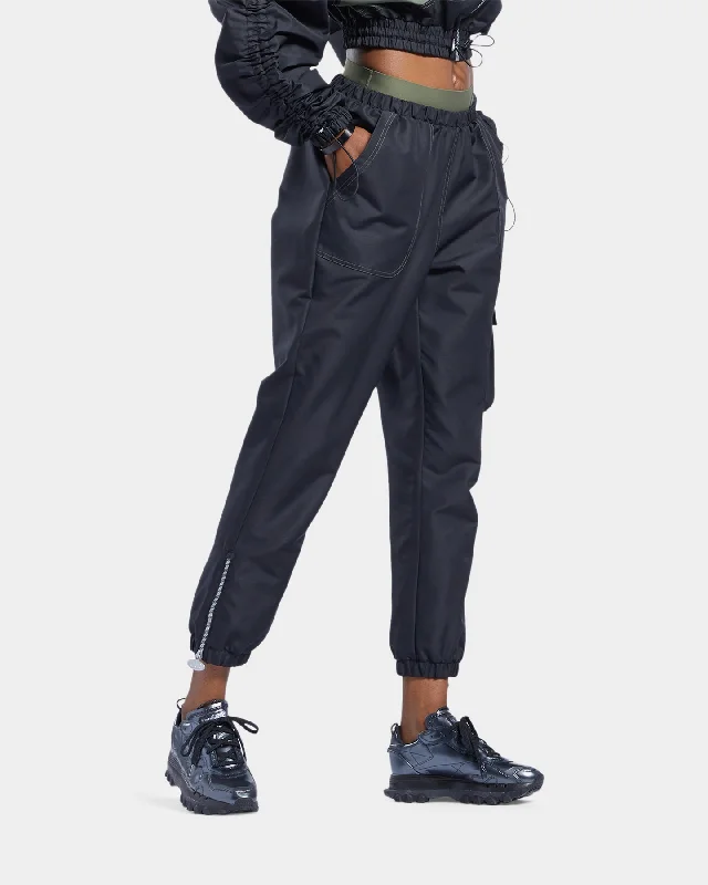 Reebok Women's Cardi B X Reebok Track Pants Black Cozy Fitted Pants
