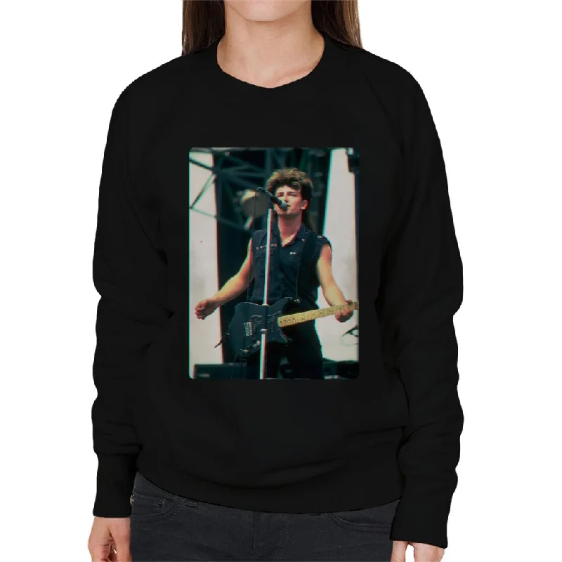 TV Times Bono Of U2 Guitar 3D Effect Women's Sweatshirt Hoodie with Ribbed Hem Stretchable Secure