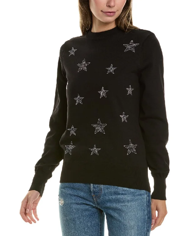 Nanette Nanette Lepore Rhinestone Star Sweater Toggled Drawstring Belted
