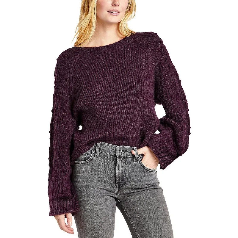 Rayne Womens Mohair Blend Pullover Crewneck Sweater Glossy Satin Silk