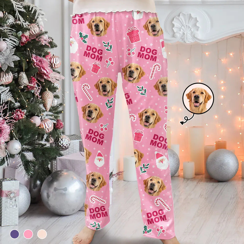 Custom Photo Dog Cat Mom Cute Pinky Girly Gift - Personalized Pajama Pants Relaxed Linen Pants