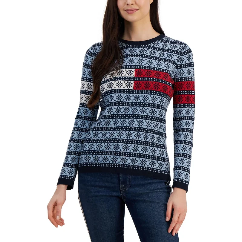Womens Crewneck Colorblock Pullover Sweater Thin Thick Dense