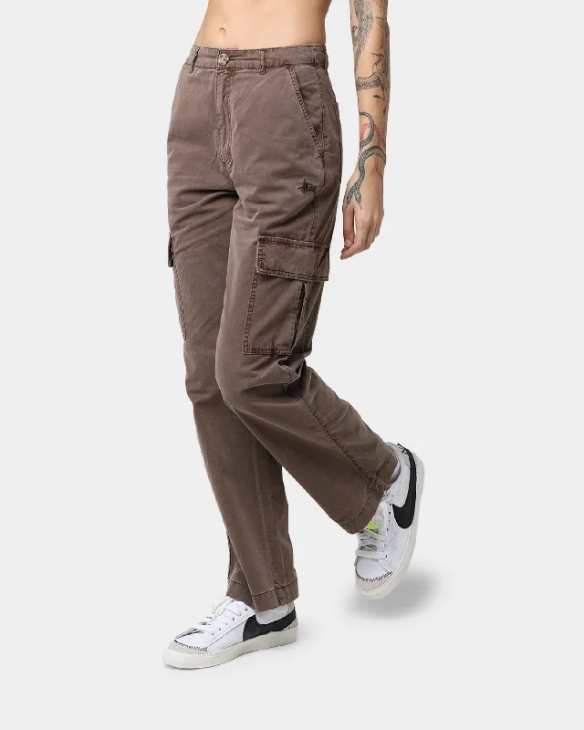 Stussy Women's Frankie Cargo Pants Brown Relaxed Lounge Trousers
