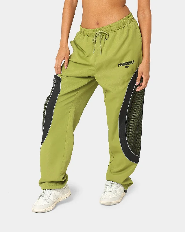 HUF X Pleasure Darton Track Pants Green Comfortable Wide-Leg Pants