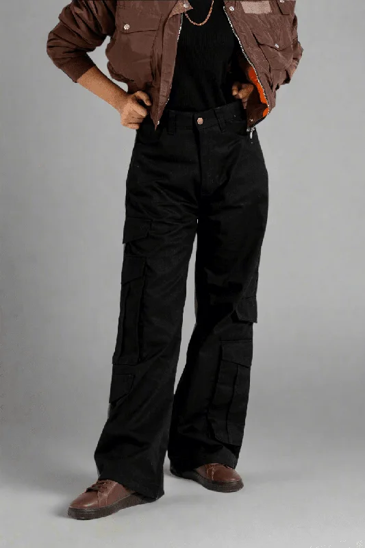 East West Women’s Wide Leg Cargo Pants Elegant Silk Pants