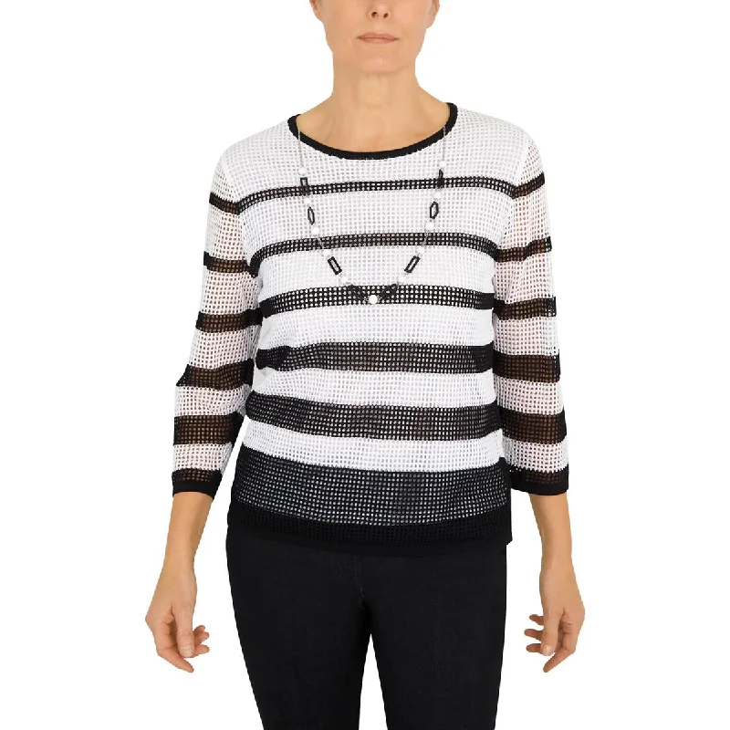 Womens Striped Viscose Pullover Sweater Chenille Fabric Brocade Fabric Lace Fabric