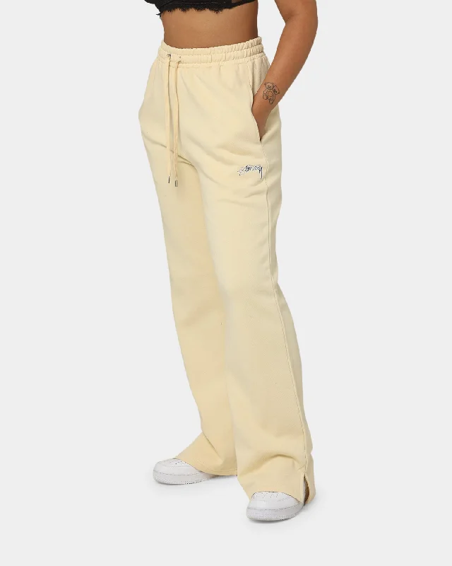 Stussy Women's Shadow Script Wide Track Pants Vanilla High-Waist Trousers