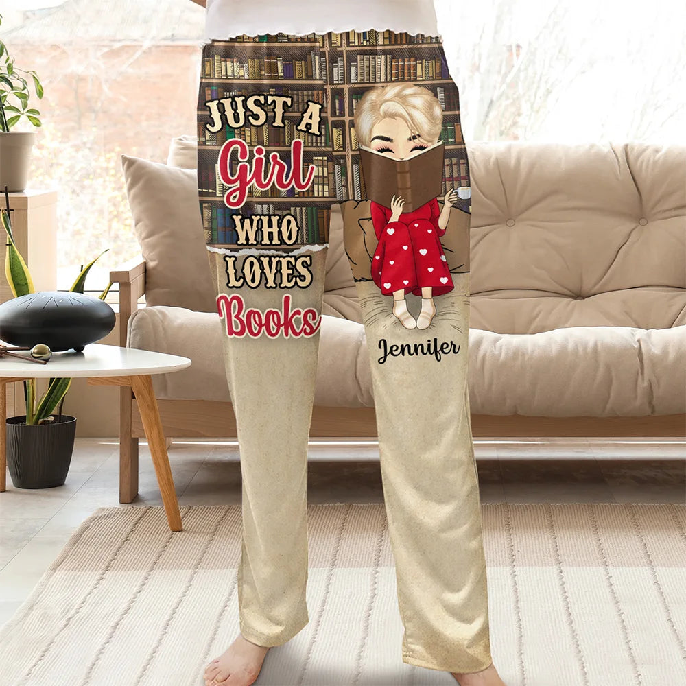 Reading Chibi Just A Girl Who Loves Books - Personalized Pajama Pants Fashionable Tapered Leg Pants