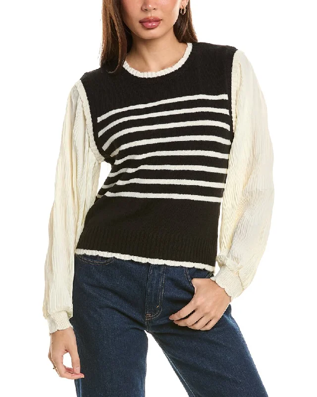 Bobeau Mixed Media Wool-Blend Sweater Soft Cozy Warm