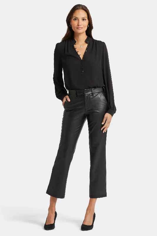 Faux Leather Straight Ankle Pants - Black High-Waist Jogger Pants