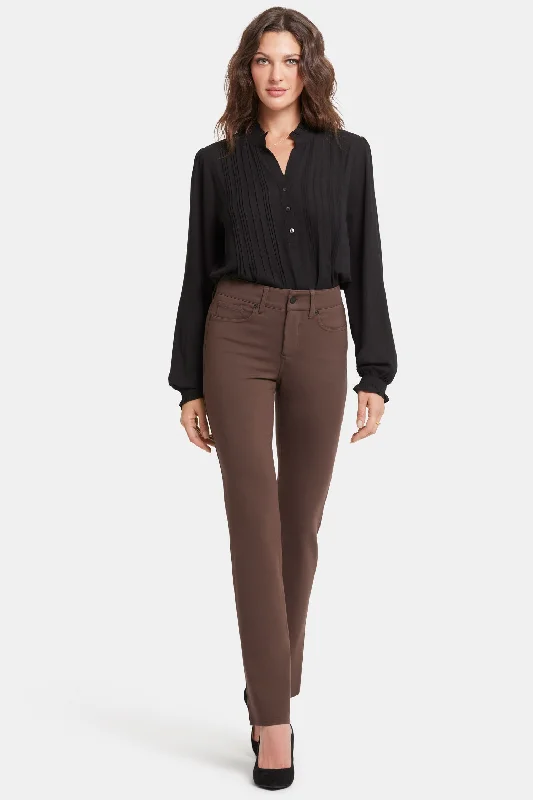 Marilyn Straight Pants - Coffee Bean Trendy High-Waist Trousers