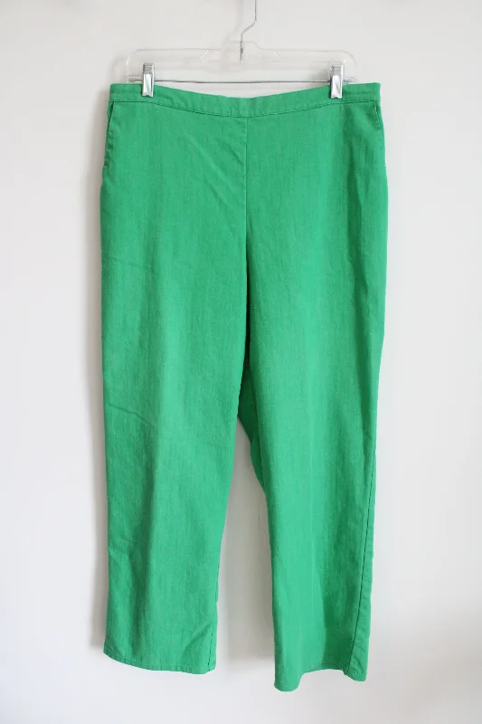 Alfred Dunner Green Denim Elastic Waistband Pant | 14 Stylish Paperbag Waist Pants