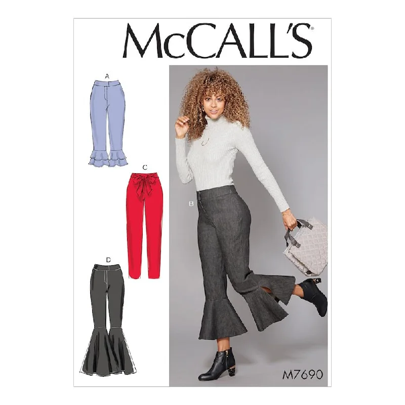 McCall's Pattern M7690 Misses' Pants With Flounce Variations and Sash Stylish Harem Pants