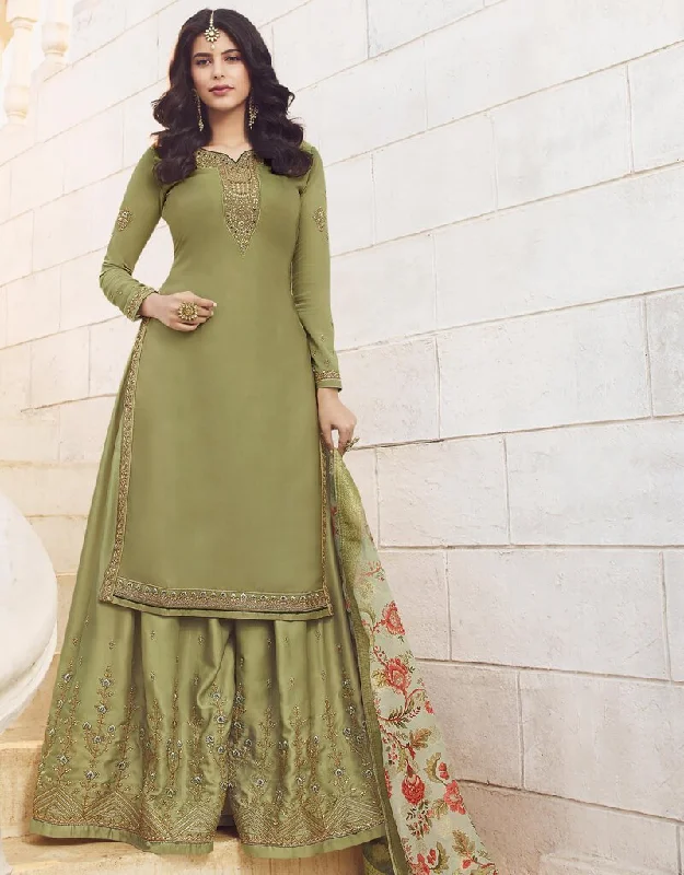 Muslin Satin Georgette Mehendi Anarkali Suit Pant Bottom Trendy High-Waist Trousers