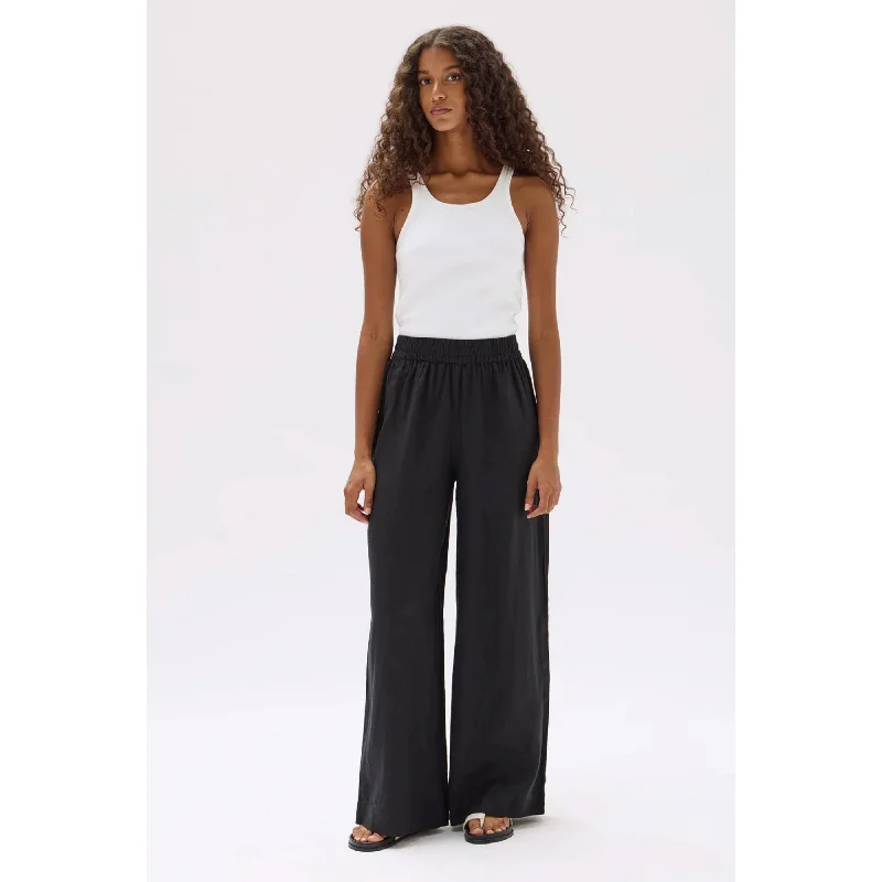 Assembly Label Nilsa Linen Pant - Black Trendy Velvet Pants