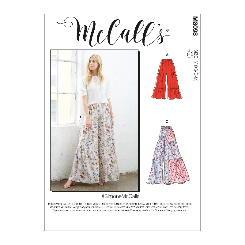 McCall's Pattern M8098 Misses' Pants Relaxed Fit Trousers