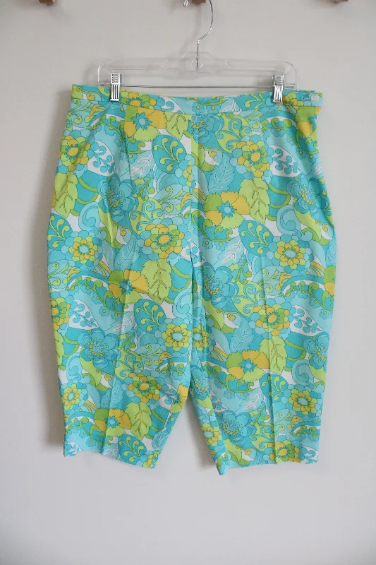 Briggs Green Blue Yellow Floral Capri Pants | 18 Cozy Lounge Pants