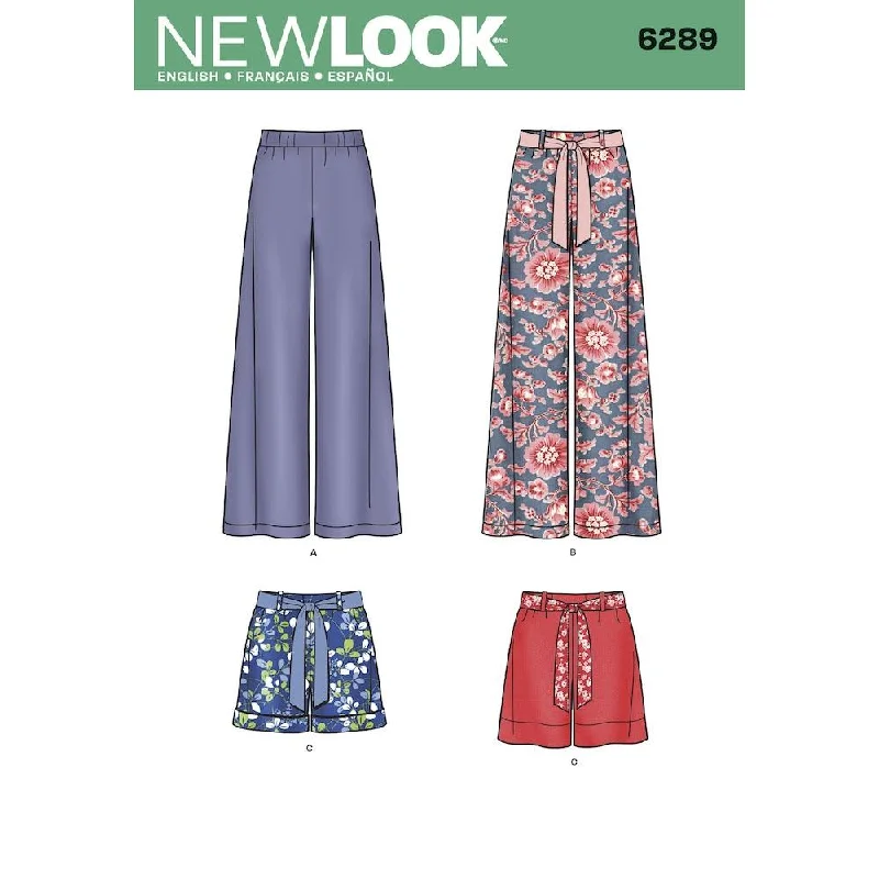 Newlook Pattern 6289 Misses' Pull-on Pants or Shorts and Tie Belt Fashionable Track Pants