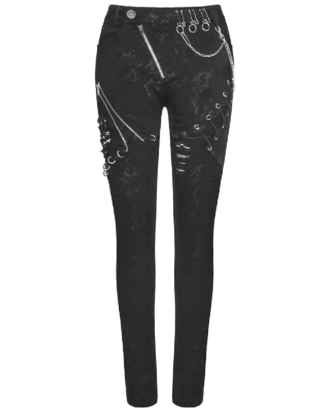 Devil Fashion Burning Asphalt Womens Dieselpunk Pants Classic Cropped Pants