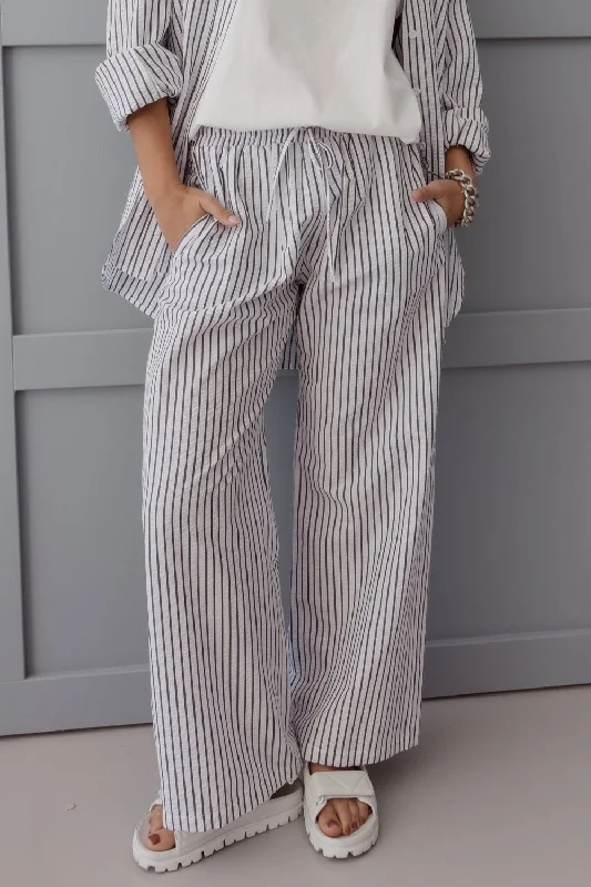 SPLINTA Pants White Stripe Cozy Fitted Pants