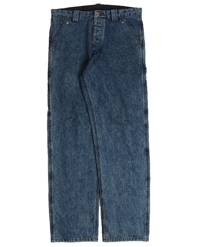Denim Carpenter Pants Trendy Printed Pants