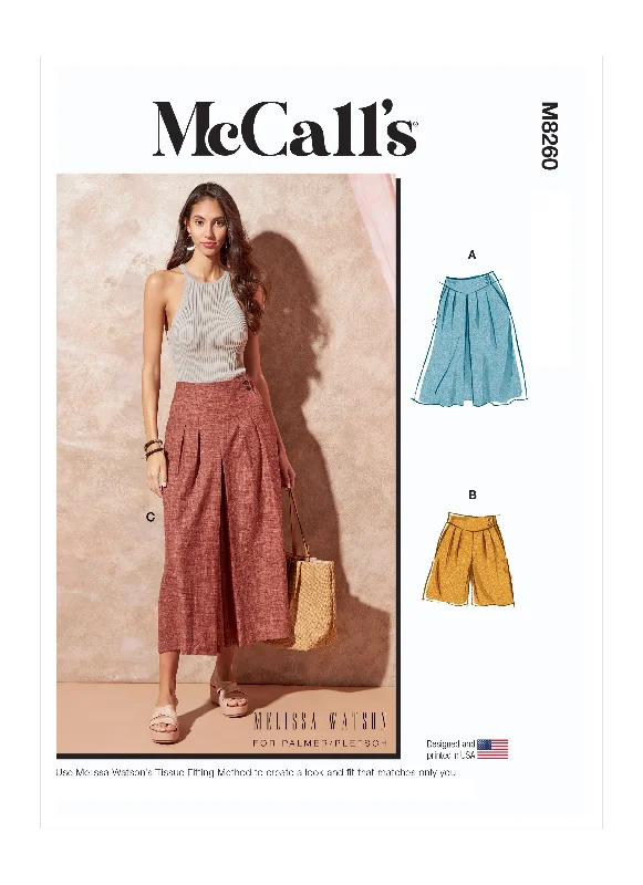 McCall's Pattern M8260 Miss Skirt Shorts Pant Relaxed Casual Leggings
