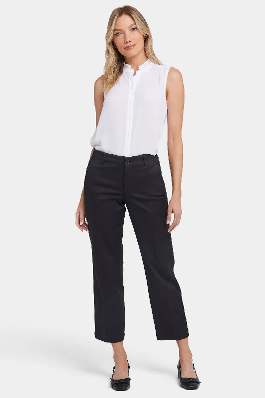 Marilyn Straight Ankle Pants - Black Casual Drawstring Pants