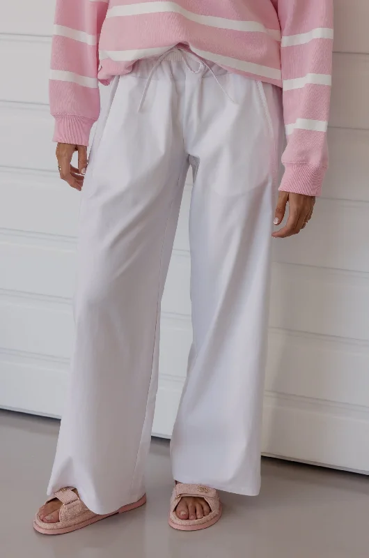 ARDEN Pants White (Petite) Stylish Elastic Waist Pants