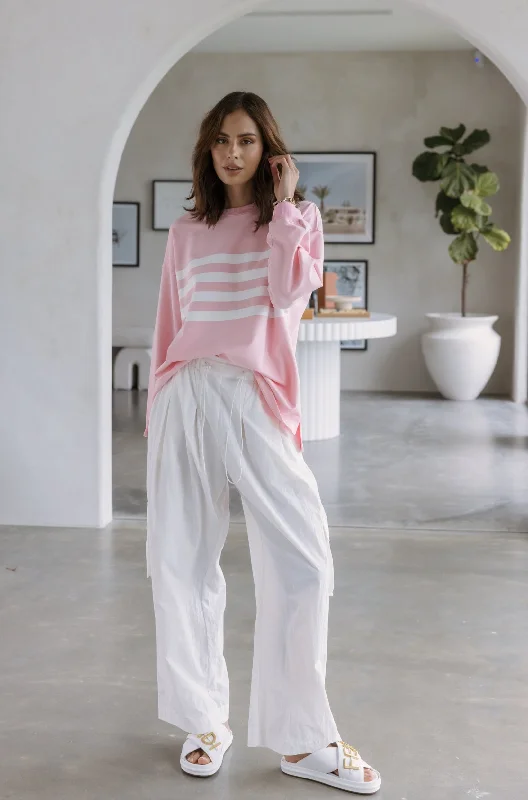 KALTEX Pants White Trendy High-Waist Trousers
