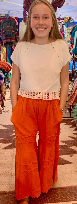 Flag Pants Gaucho Style Wide Leg Bell Bottoms High-Waist Jogger Pants