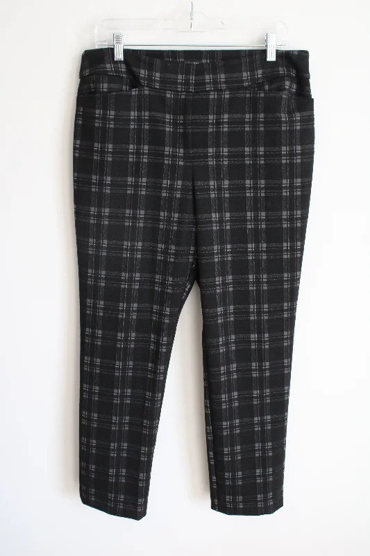 Ann Taylor Factory Black Gray Plaid Pant | 12 Petite Casual Sweatpants Style