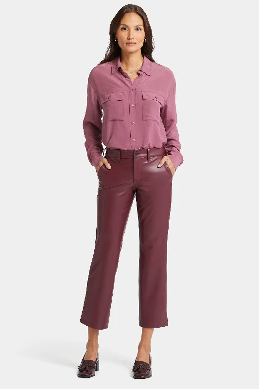 Faux Leather Straight Ankle Pants - Tavern Classic Bootcut Trousers