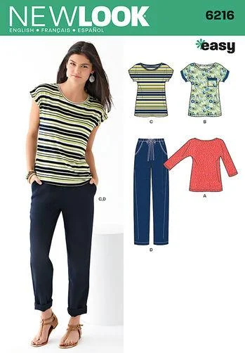 Newlook Pattern 6216 Misses' Knit Tops and Pants Casual Sweatpants Style