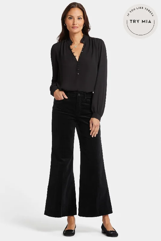 Mia Palazzo Ankle Pants - Black Formal Wide-Leg Pants