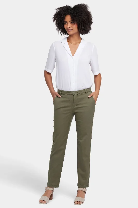 Sadie Slim Pants - Avocado Formal Linen Trousers