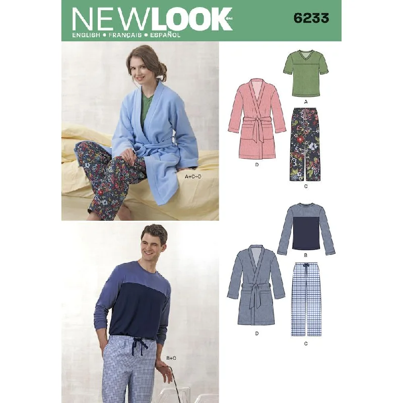 Newlook Pattern 6233 Unisex Pants, Robe and Knit Tops Stylish Harem Pants