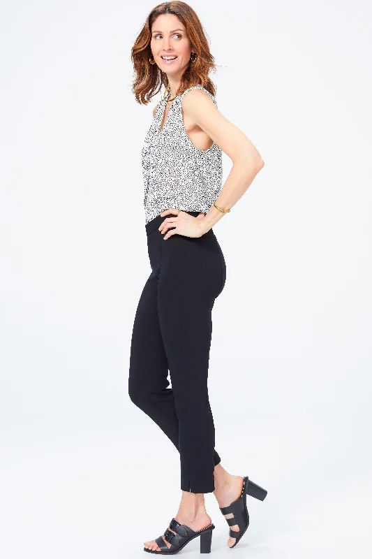 Ankle Pants - Black Casual Plaid Pants