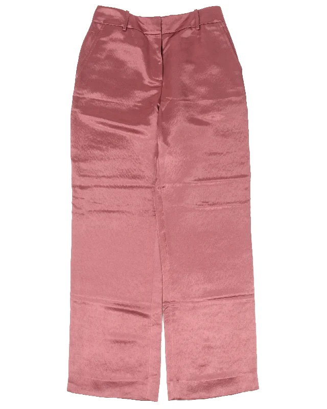 Satin Pink Pants Modern Skinny Pants