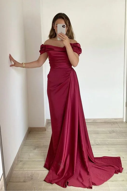 Off-The-Shoulder Strapless Mermaid Prom Dress With Ruffles cc462