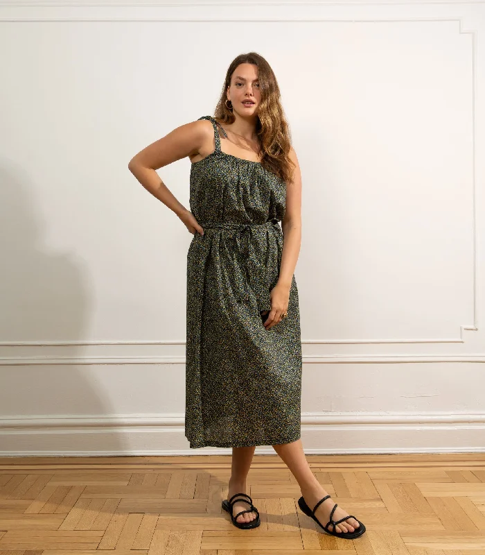 Penelope Tie Strap Dress - Dark Floral