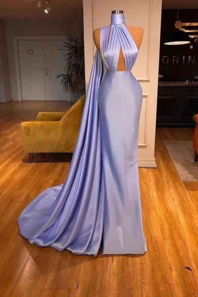 Chic Lilac One-shoulder Mermaid Long Prom Dresses c2677