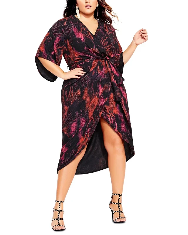 City Chic Women's Trendy Plus Size Garnet Slither Dress Bright Red Size 24W | Red