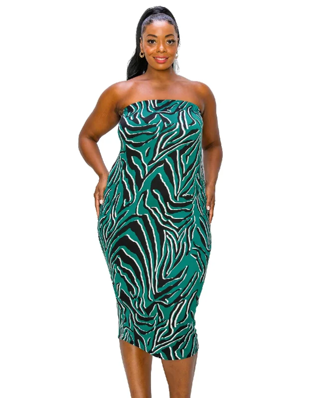 Kiko Zebra Print Tube Dress | Hunter