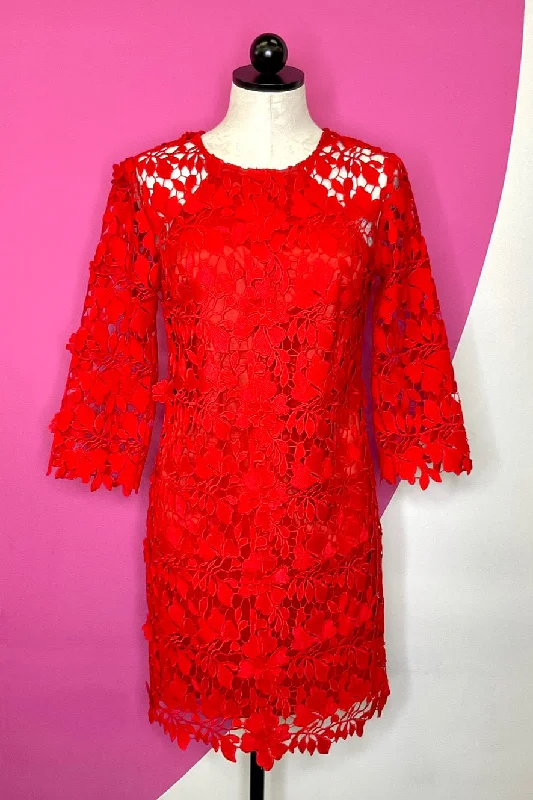 TRINA TURK ROWEN RED LACE DRESS - 2