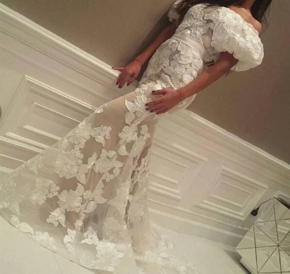 off the shoulder lace appliqué evening dresses long elegant arabic modest elegant evening gown