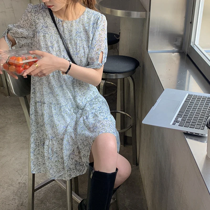 Julia Fashion - Floral Print Chiffon Dress