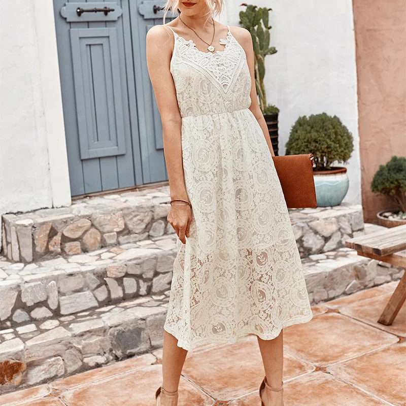 Julia Fashion - Design Lace High Waist Sleeveless Sexy Women's Dress