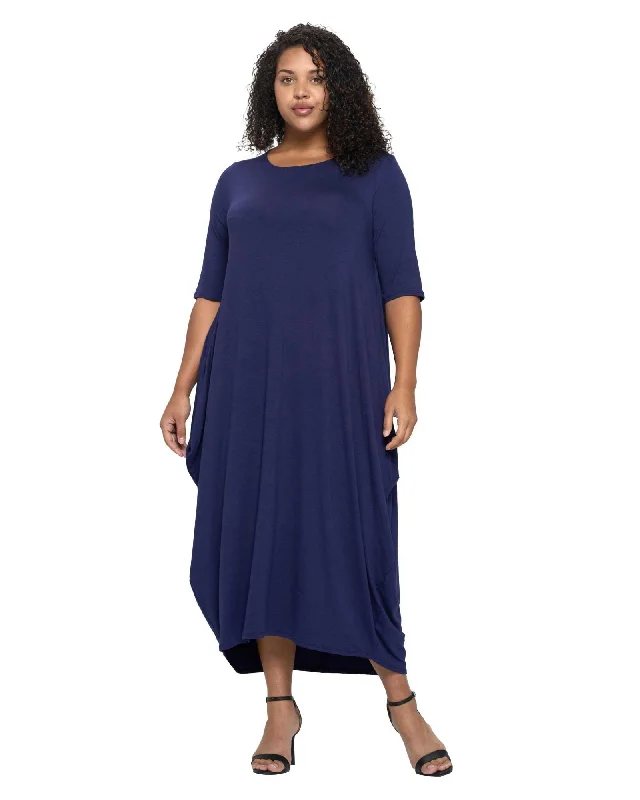 Evelyn Bubble Hem Pocket Dress | Navy