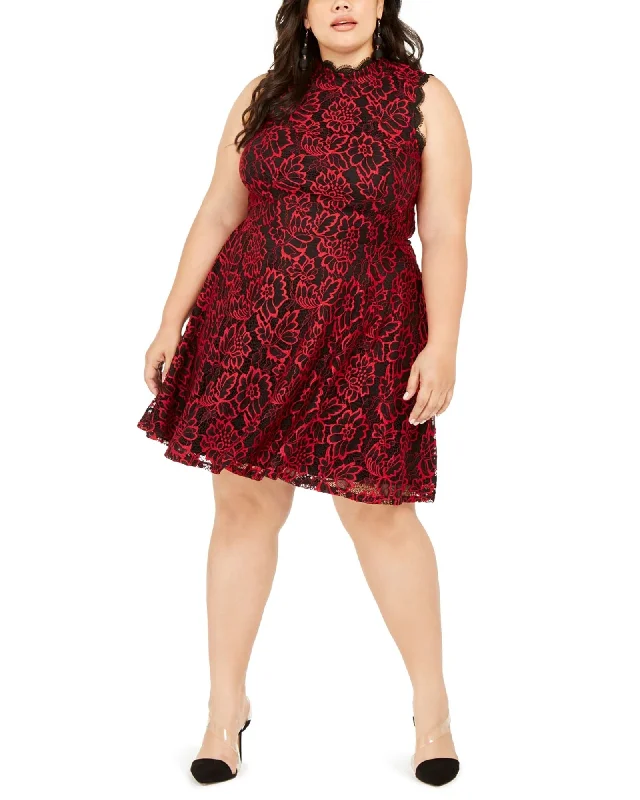 City Studios Plus Lace Fit & Flare Dress Red Size 16 W | Red