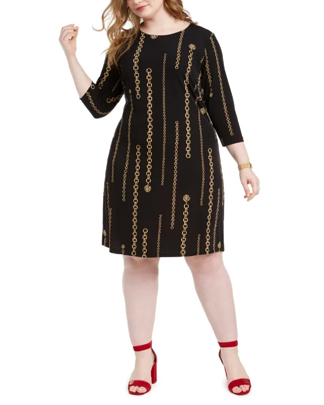 Tommy Hilfiger Women's Plus Chain Print Dress Navy Size 22W | Blue
